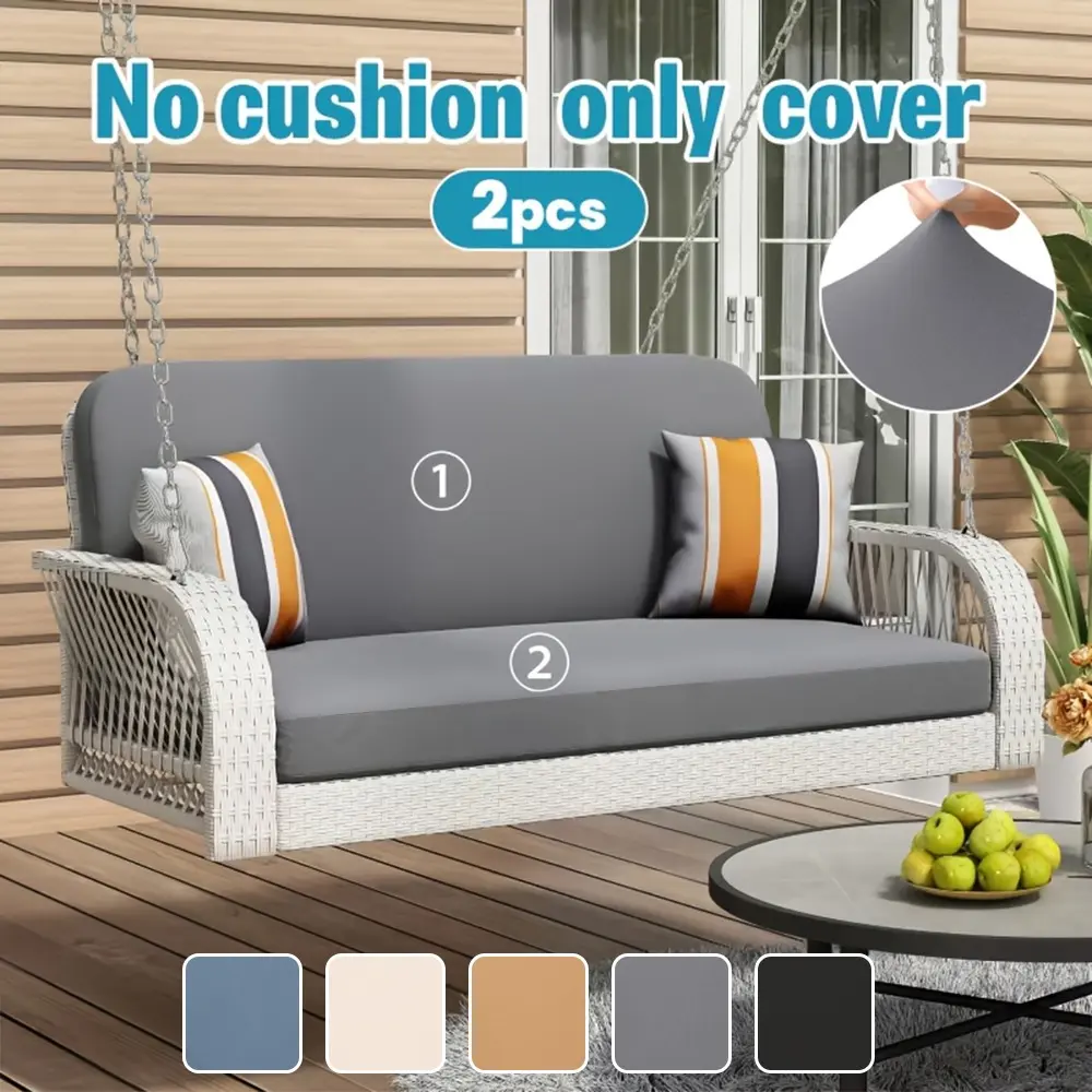 2 pcs/set Solid Color Hanging Swing Sofa Cushion Cover Simple High Elasticity Comfortable Breathable RV Camper Van Sofa Cover Easy To Install Outdoor Hanging Chair Swing Camper Van Sofa Booth Decoration