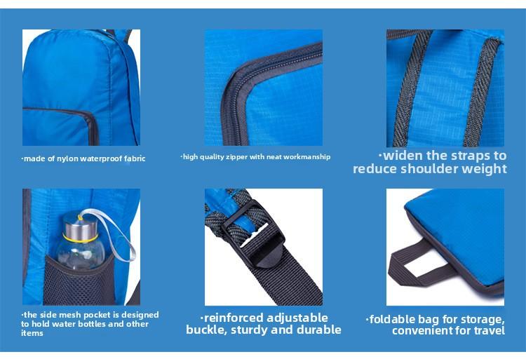 Korean Style Outdoor Multifunctional Travel Casual Foldable Backpack for Training Class Students with Logo Printing Option