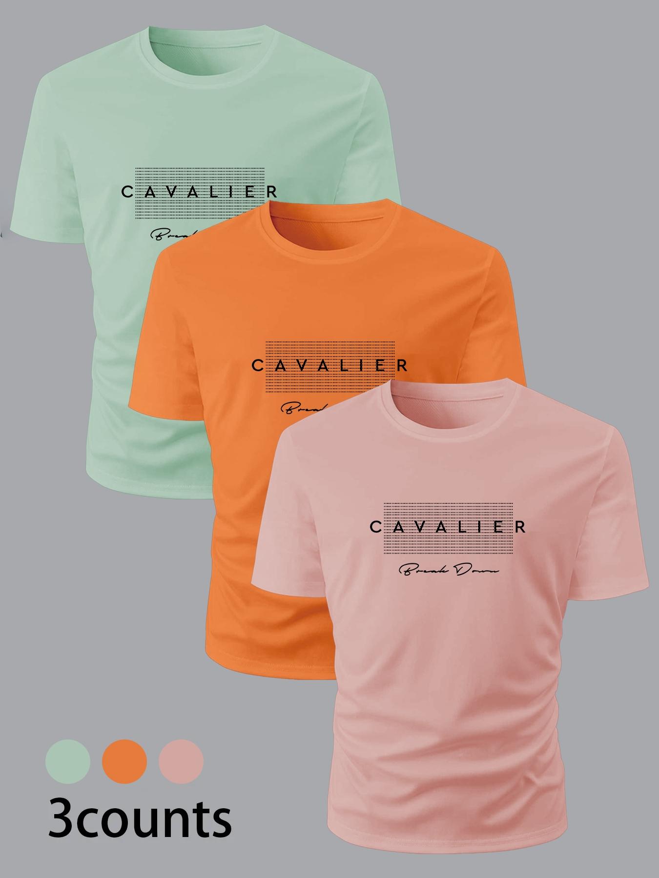 Men's Letter Print Round Neck Tee, Regular Fit Casual Short Sleeve T-shirt, Men's Summer Top for Daily Wear, Gym Tees, Athletic T Shirt