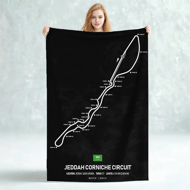 [2D flat] Jeddah Coastline Circuit design creative style print delicate blanket, perfect for a nap cover, an awesome Christmas/New Year/Valentine's Day gift