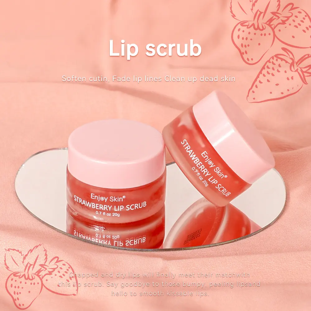 Vegan Strawberry Lip Scrub 20g Gentle Exfoliating Lip Care Product For Soft Smooth Lips Remove Dead Skin Dry Lips Moisturizing Lip Scrub For Daily Lip Care