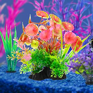 13 Aquarium Plants Cave Rock Decor Set& Fish Tank Artificial PlasticPlants,Fish Tank Accessories Small Large Aquarium Decorations Kit