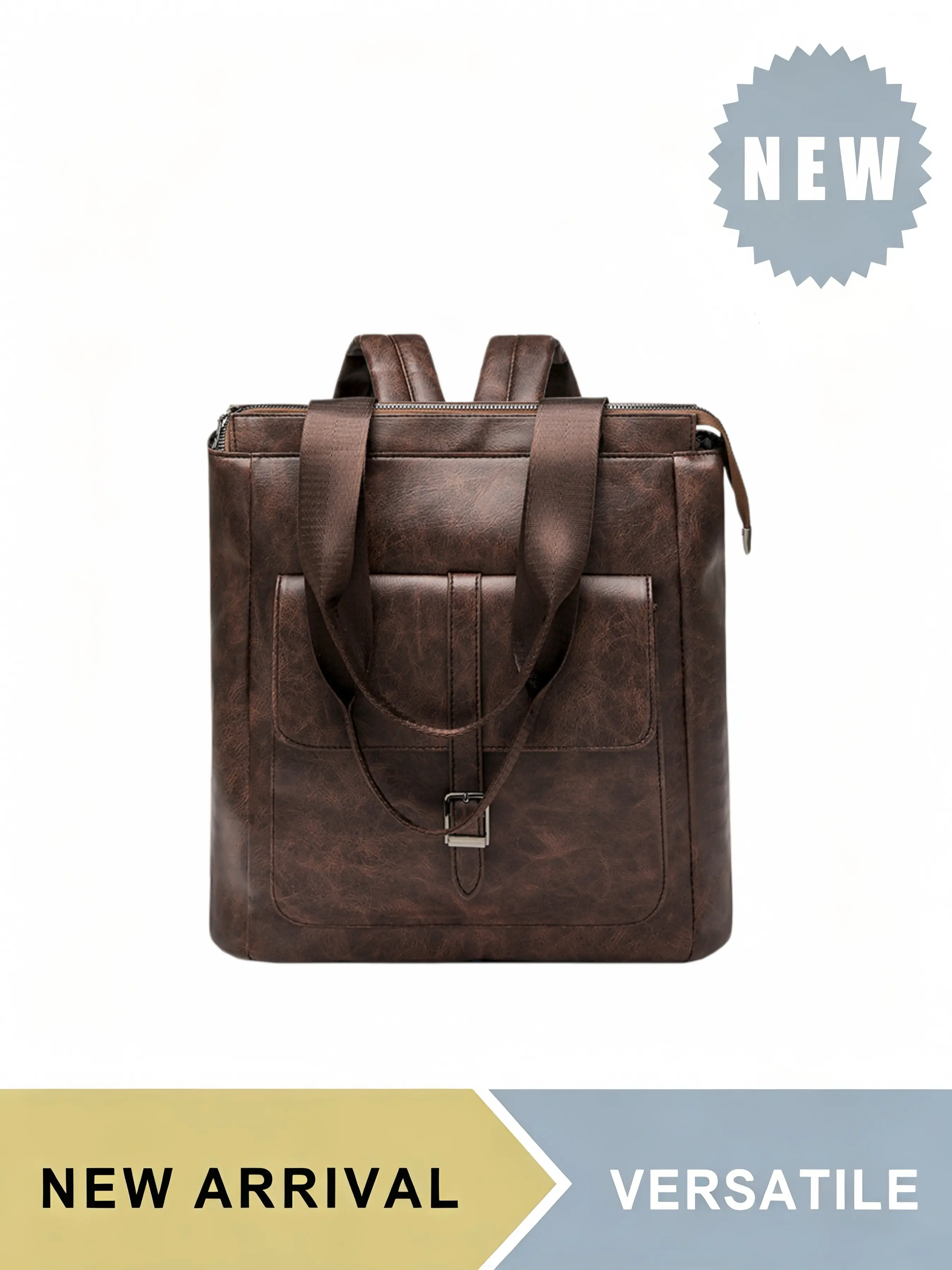 Women's Vintage PU Leather Backpack Tote, 3-in-1 Convertible Handbag Shoulder Bag, Large Capacity Holds 13-inch Laptop, Waterproof Durable Soft Leather, Multi-Compartment Design, Perfect for Daily Commute, School, Travel, Casual Use, Travel Backpacks