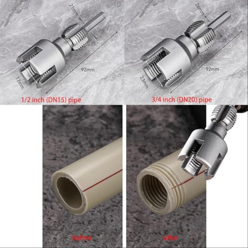 3PCS 1/2'' 3/4'' 1"  PPR PVC Pipe Thread Cutting Tool Set, Integrated Internal & External Screw Tools Upgrade for DIY Plumbing Repair, Durable Design, Pipe Threading Tool