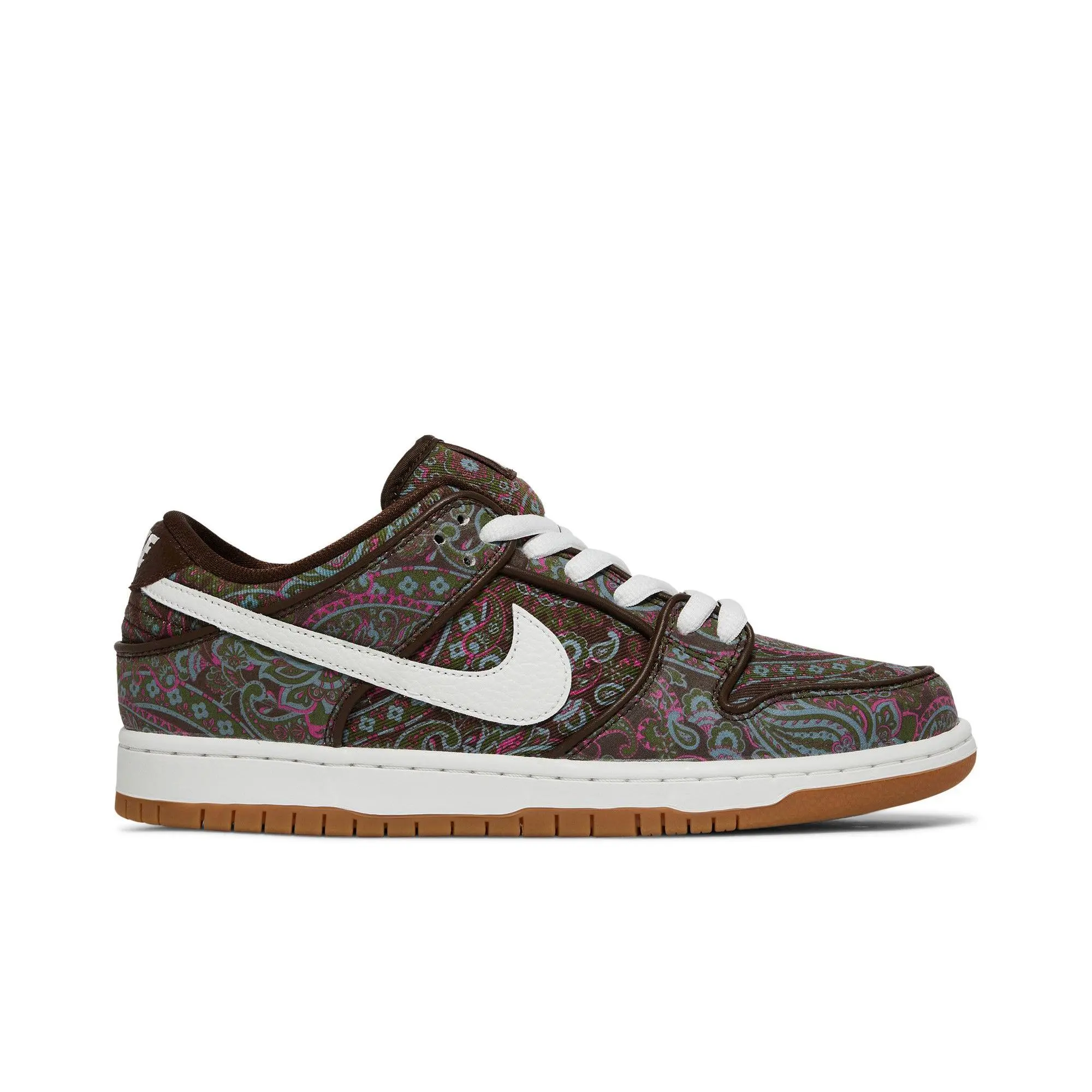 Nike Dunk Low Pro Premium SB 'Paisley' Unisex Skateboarding Shoes, Casual Wear, Paisley Pattern, Lace-Up Closure, Low Ankle, Multi-Size, Style DH7534-200, Suede Upper