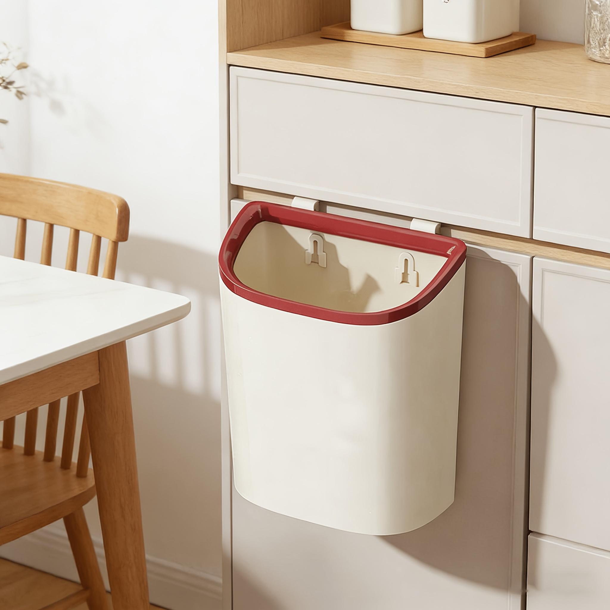 2.91gal Wall-Mounted Kitchen Trash Can, Kitchen Compost Bin, Slim Kitchen Waste Bin, Square Plastic Hanging Trash Can, Suitable for Home Use Under the Sink, Kitchen, Desk, Office, Dormitory, Powder Room, RV