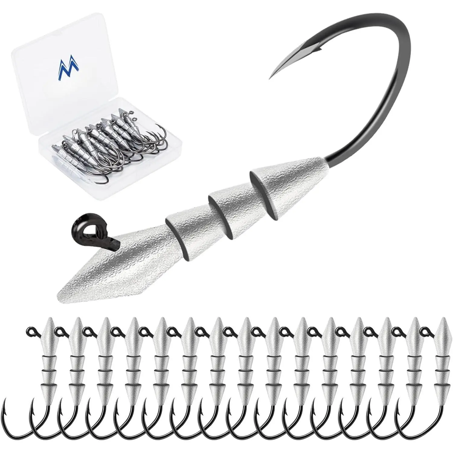 Hover  Swimbait Jig Heads with V-Shaped Hooks, 1/18-3/16 oz Bass Jig Heads for Freshwater Saltwater Fishing (15/30PCS)