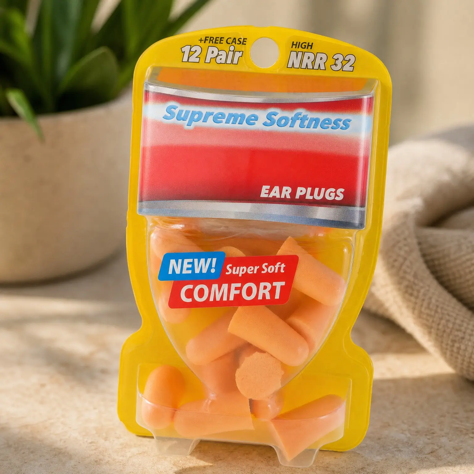 Supreme Softness Foam Earplugs, NRR 32, Extreme Comfort, Hearing Protection, 12 Pairs (5800)