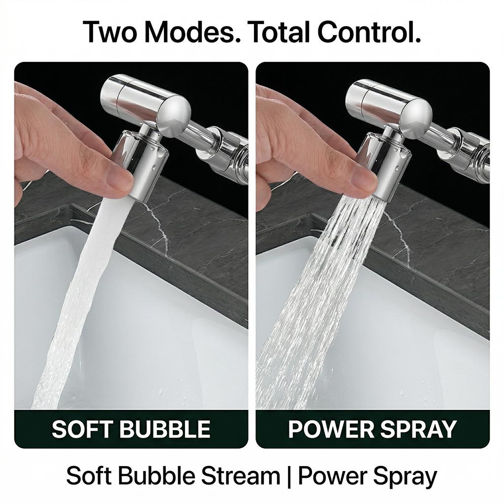 Pro-Max 1440° Universal Swivel Robotic Arm Faucet Extender| Solid Brass Dual-Mode Water Stream| High-Pressure Splash-Proof Nozzle