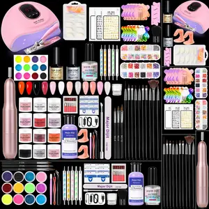 Complete Acrylic Nail Starter Kit with LED Lamp, 12 Colors Powder Acrylic Liquid Base/Top Coat Primer Electric Drill – DIY Nail Art Tools  Home & Salon