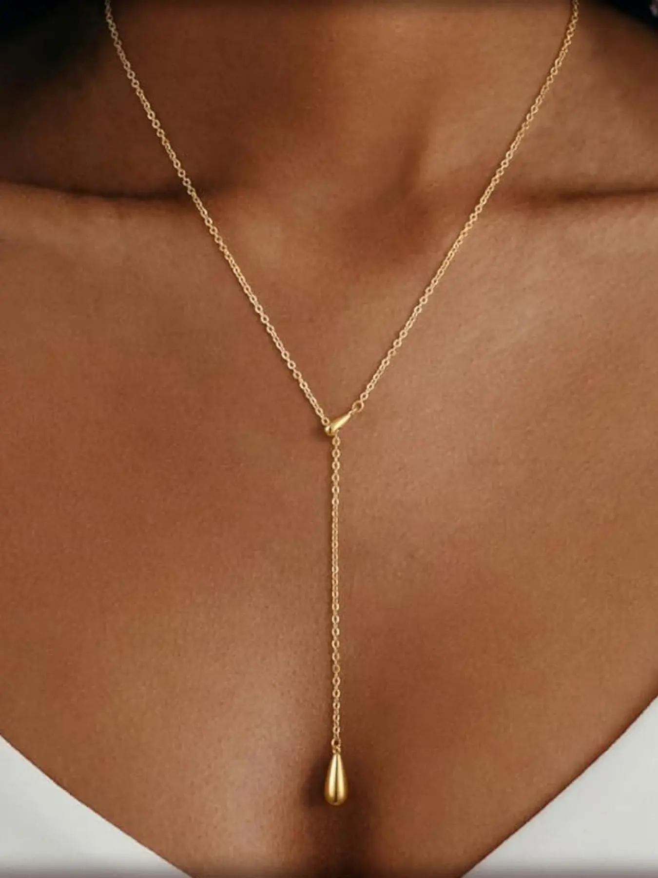 Gold Plated Layered Lariat Necklace for Women - Waterproof Non-Tarnish Dainty Gold Chain Necklace, Boho Jewelry, Long Boho Statement for Wedding, Prom, Summer Vacation Gifts