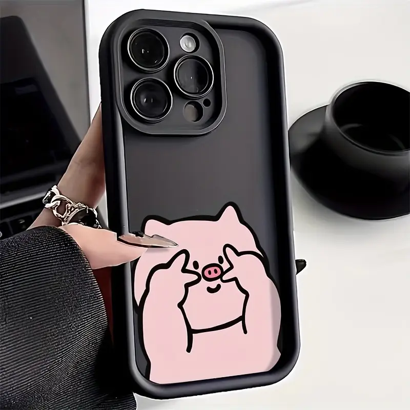 Cute Cartoon Character Pig Soft Silicone Phone Case for iPhone 17 - Drop-Proof, Non-Slip, Shockproof Mobile Phone Accessory, Tpu