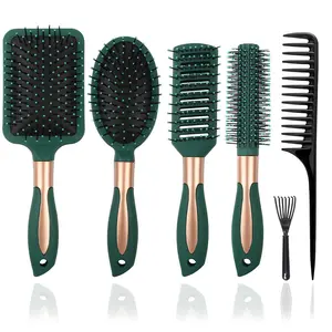 Professional Hair Brush Set, 6 Counts/set Wet & Dry Hair Cushion Comb Set, Tangle-free Hair Brush, Detangling Hairbrush, Hair Styling Tools for Men & Women