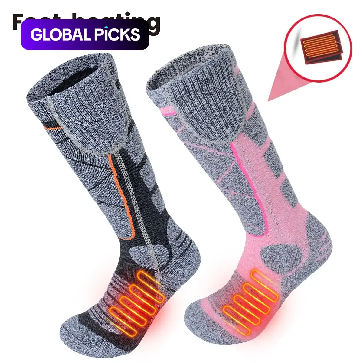 Winter Heating Socks Unisex Portable Rechargeable 4000mah Battery, Washable Heated Outdoor Socks for Hunting Camping Walking Fishing #GLOBAL PICKS
