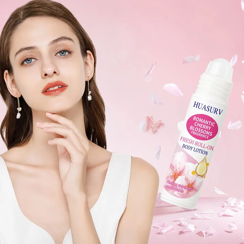 1 Pack Huasurv Romantic Cherry Blossom Roll-On Body Lotion, Moisturizing Smooth Skin, Portable Fragrance, Suitable for All Skin Types Hs4529-5