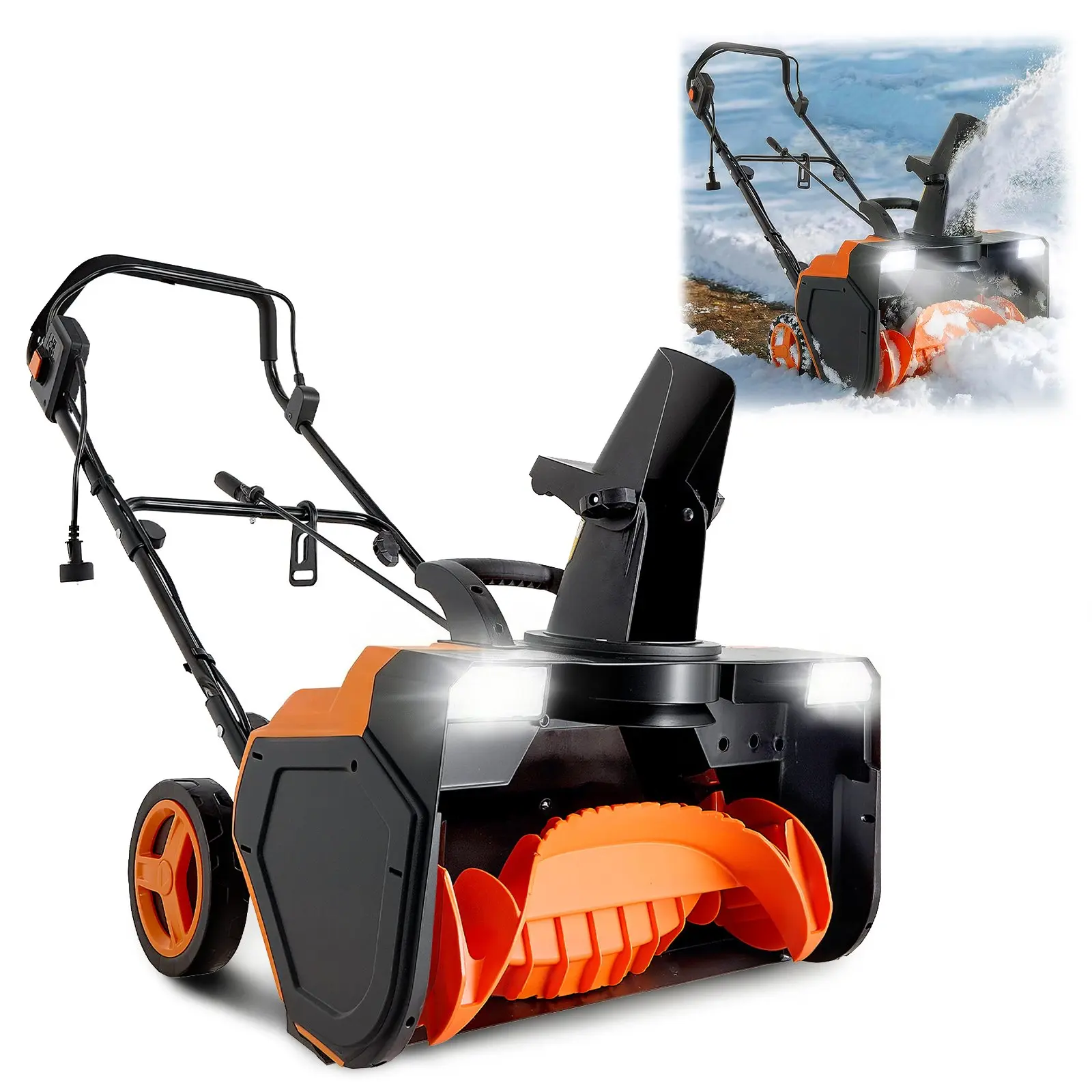 【DealsForYouDays】VEVOR Electric Snow Blower, 23 inch 15A Corded Snow Thrower with Dual LED Headlights 180 Rotating Chute, 25FT Throwing Distance, 12" Depth Clearing, Walk-Behind Snowblower for Driveway Sidewalk