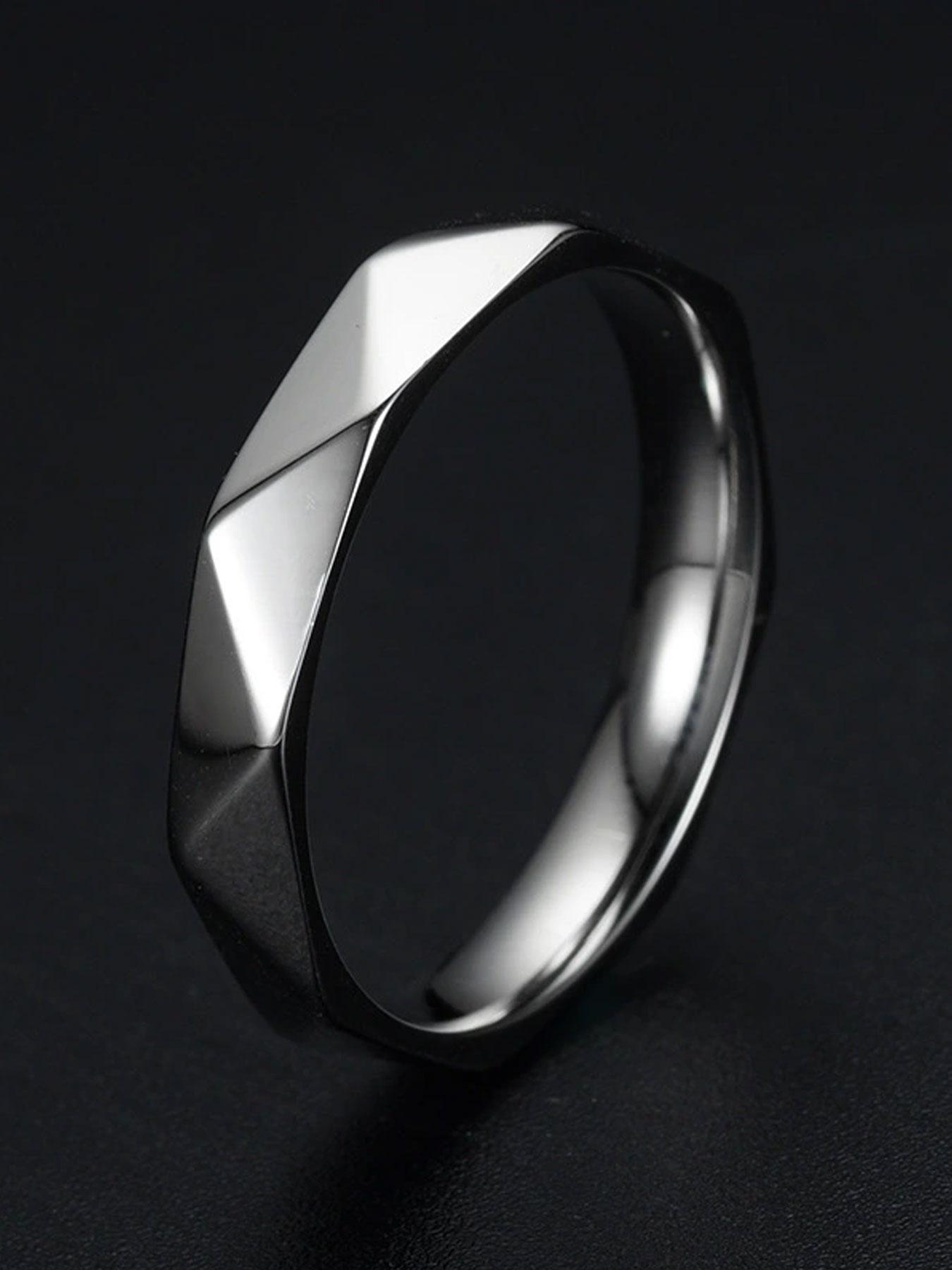 1 Piece Punk Geometric Design Stainless Steel Ring, 2023 Trendy Simple and Fashionable Stackable Statement Rings, Fashion Accessories for Both Men & Women, Matching Hand Jewelry, Hip Hop Punk Style Streetwear, Non Tarnish Jewelry