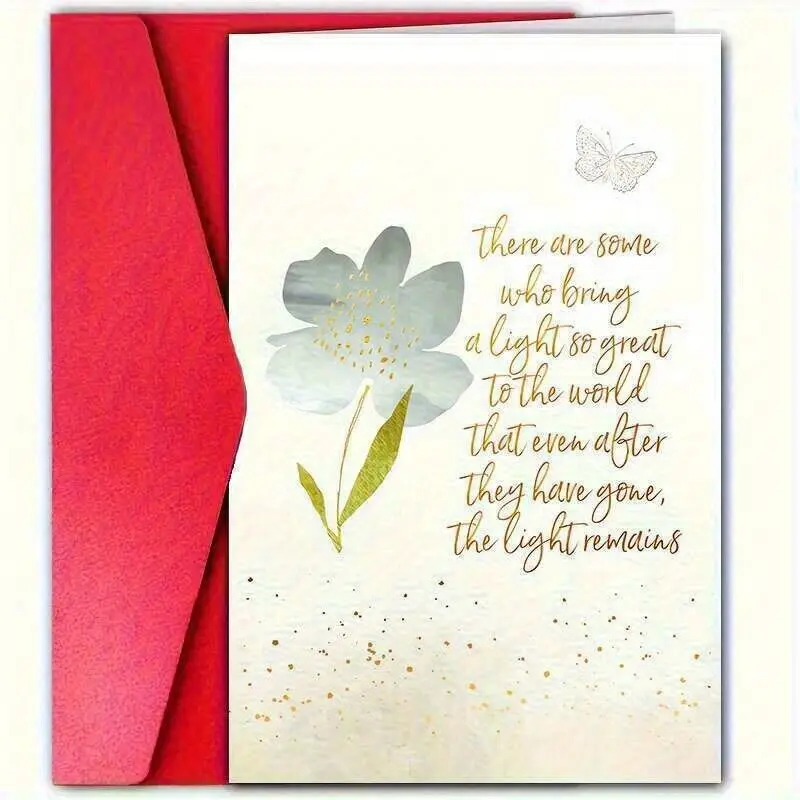 Elegant Mourning Card with Envelope, 4.72"x7.09", Premium Paper, Sentimental Message, Ideal for Family, Friends, Parents, Neighbors