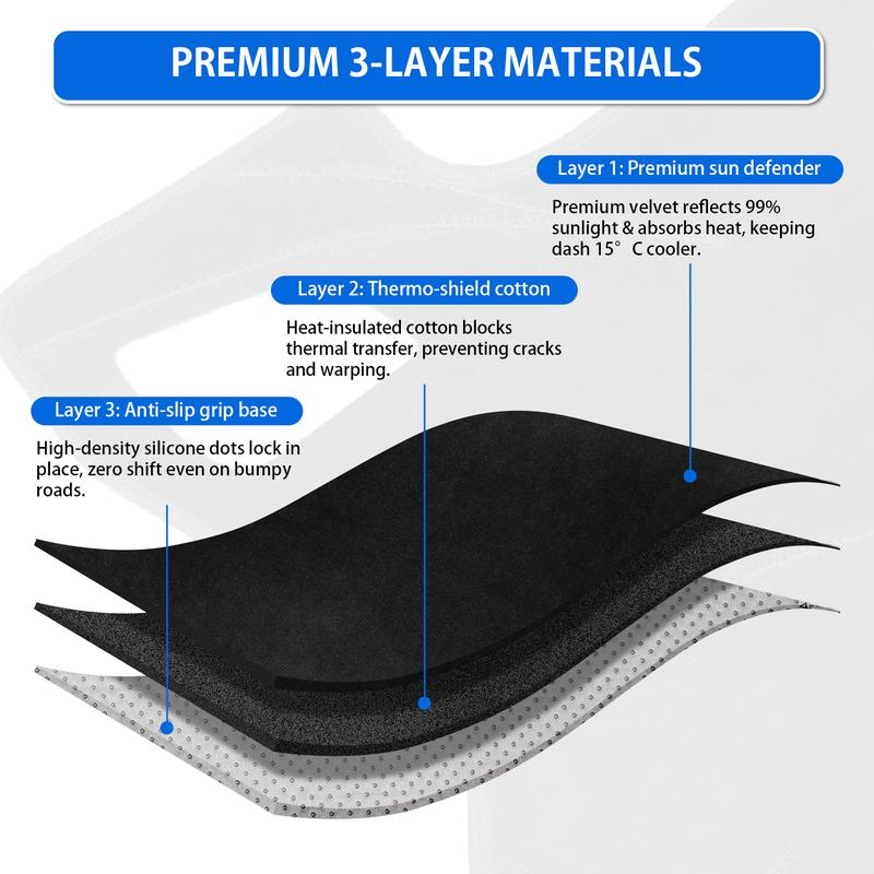 Canvcle Custom Fit Dash Mat for Ford F-150 F150 Pickup 2009-2014 UV Protection High-Quality Suede Non-slip Dashboard Cover Mat