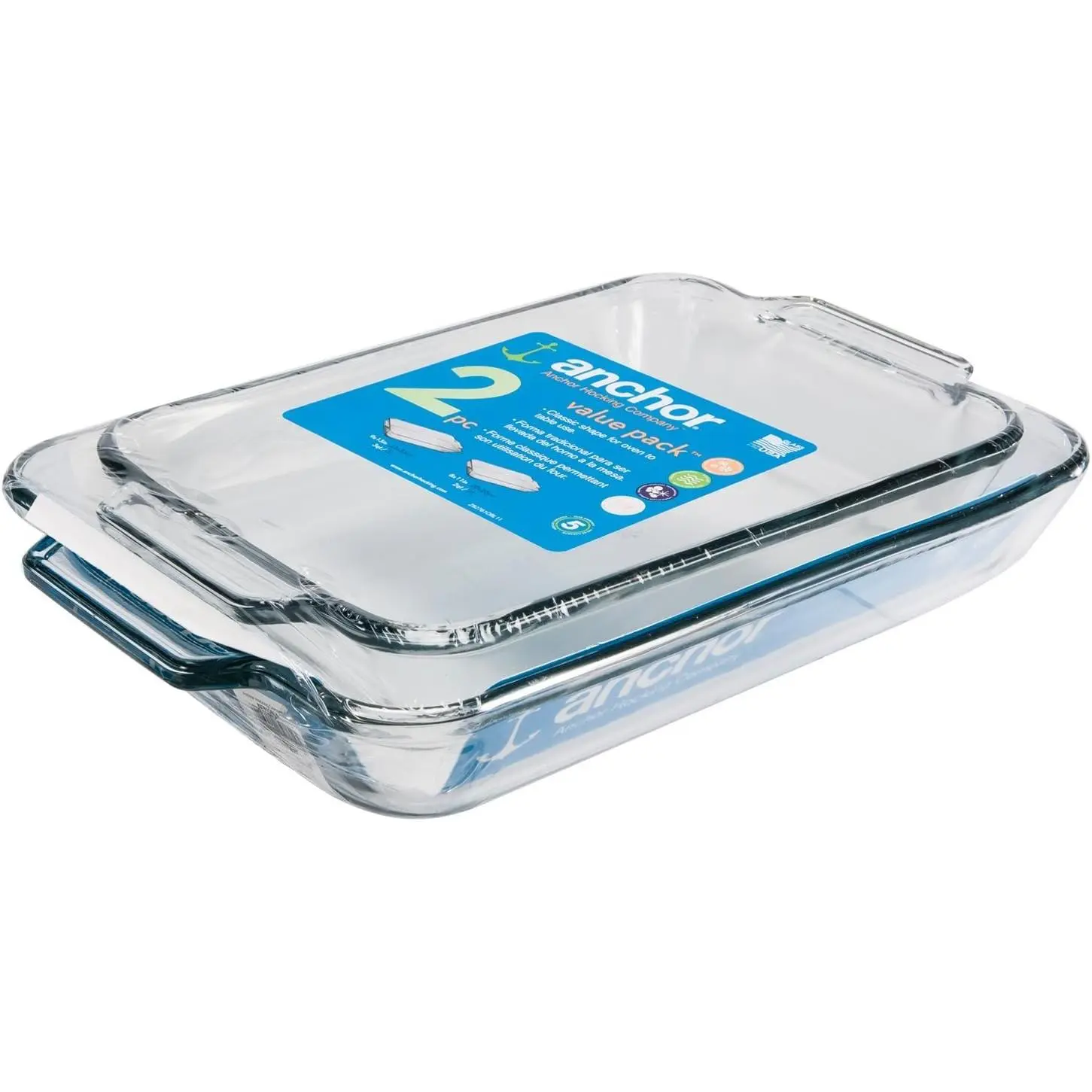 Anchor Hocking Glass Baking Dishes for Oven, 2 Piece Set (2 Qt & 3 Qt Glass Casserole Dishes)