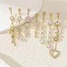 【Black Friday】Women’s Elegant 7-Piece Rhinestone Belly Button Ring Set with Flower and Heart Designs, Sparkling Body Piercing Jewelry for Parties and Daily Wear