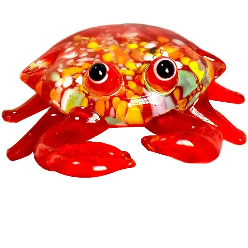 Handmade Handblown Glass Crab Figurine Collectible, Vivid Glass Art Sculpture Decoration, Creative Christmas Gift Idea for Kids, Home & Room Ornament for Festive-Birthday Parties