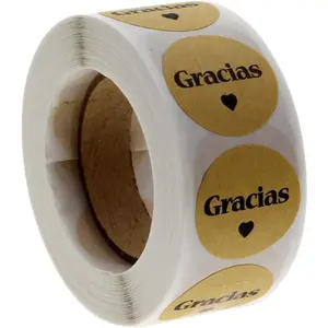 500 Pcs Brown Spanish Thank You Stickers Self Adhesive Kraft Gracias Label Sticker Small Business Packaging Box Stickers Labels and Stickers Labels, Indexes and Stamps
