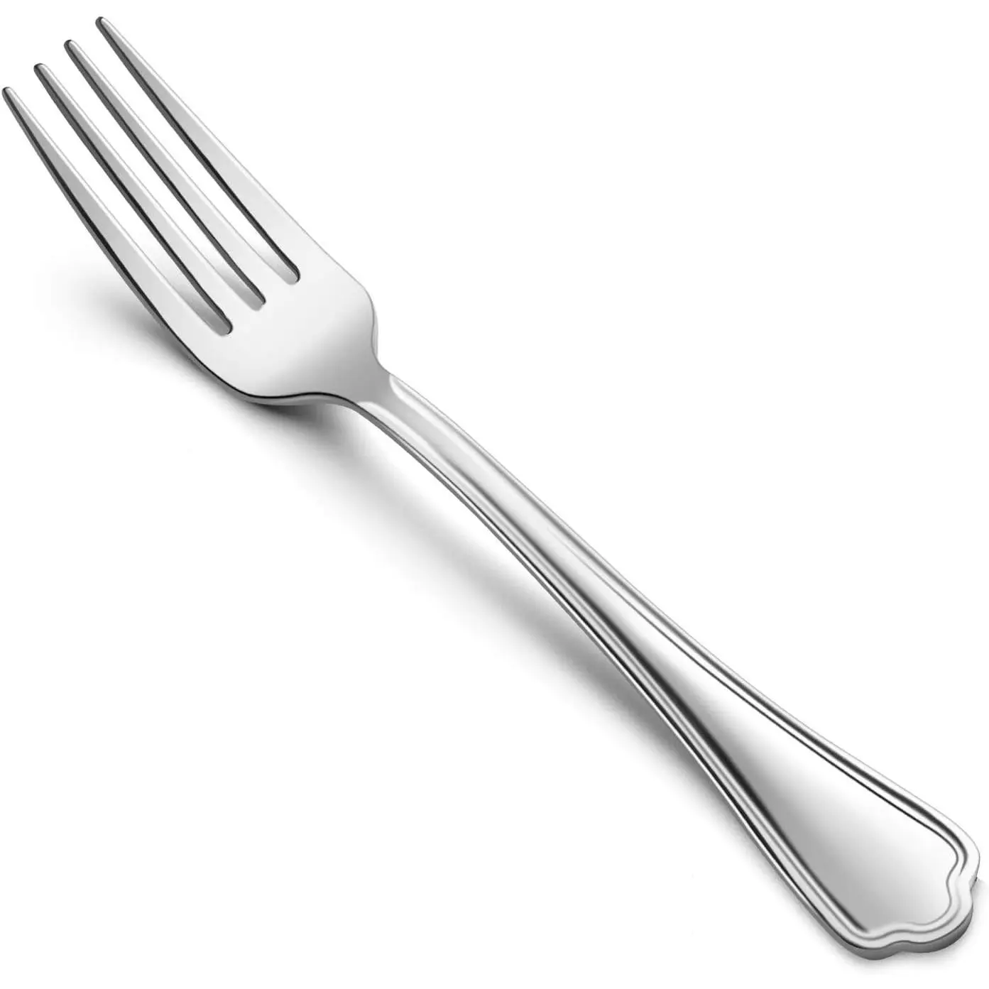 E-far 12-Piece Stylish Thick Stainless Steel Cutlery Salad Forks Set, 6.7in Tableware with Scalloped Edge, Non-Toxic Mirror Polished, Dishwasher Safe for Home & Kitchen