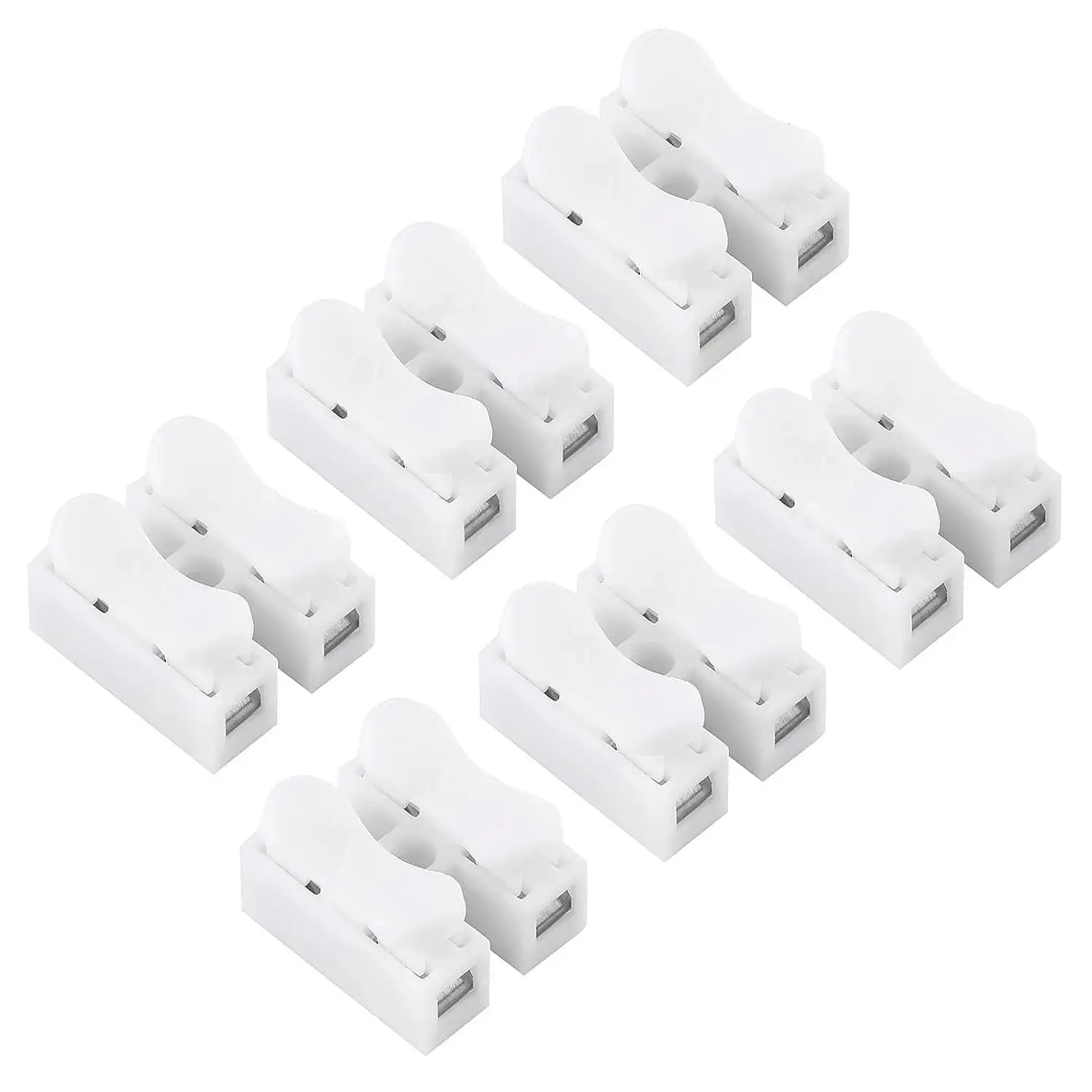 GJANSH 2 Pin Wire Connectors, 50/100PCS Spring Wire Connectors Terminal Cable Clamp Connectors, Quick Terminal Wire Connector for Wire LED Strip Light Wire Connecting