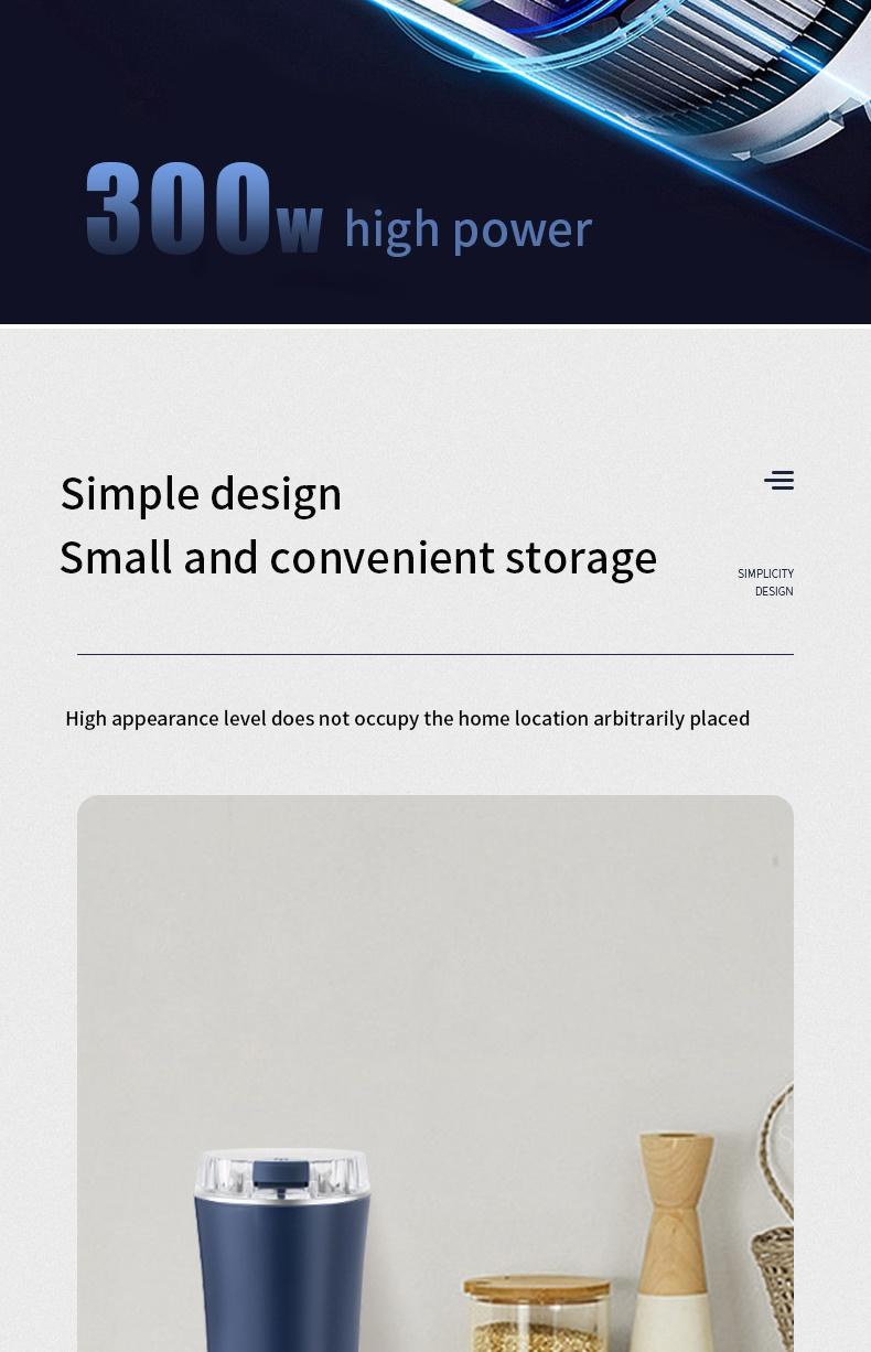 300W Electric Coffee Grinder for Fast Grinding—Perfect for Beans, Spices, Nuts & More. Compact and Portable, This Ultra-fine Powder Grinder Doubles As A Food Processor and Mixer for All Your Kitchen Needs. Multi-Function Grinding Tlools