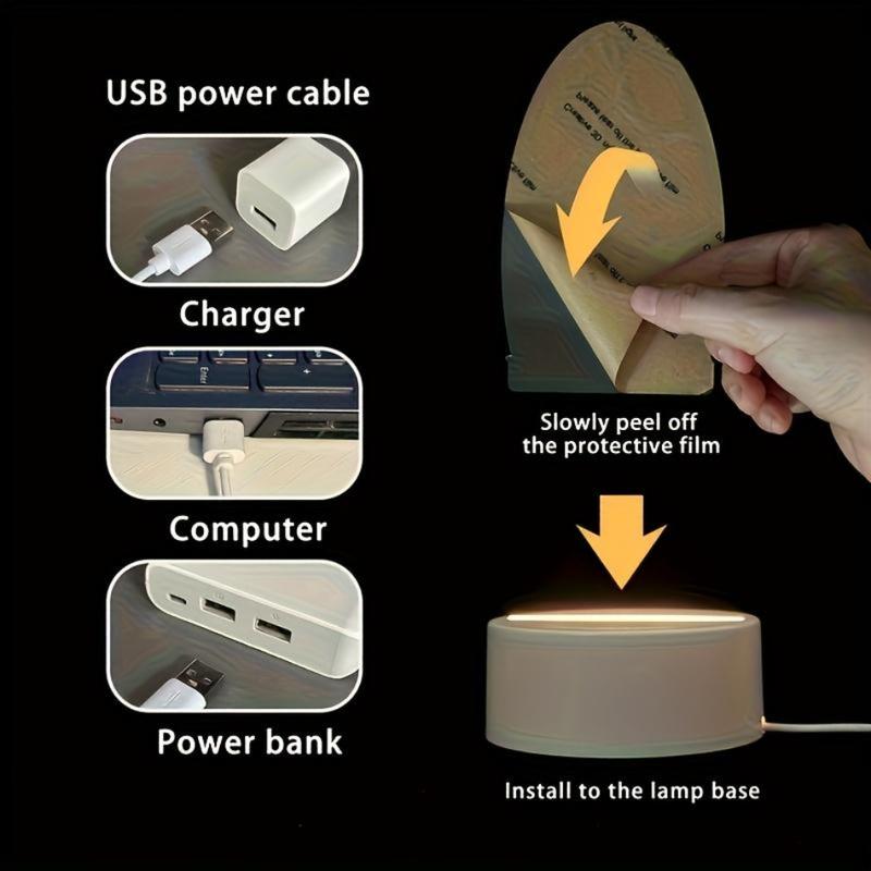 2026 New 1pc USB-Powered Prayer Lamp Golden Halo & Roses Design Warm White Acrylic LED Light Energy-Efficient Stable Base for Home Decor Baptism Spiritual Ambiance New Home Gift TikTokShop