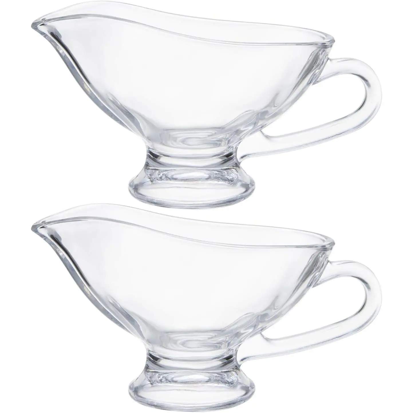 2 Pack 11 oz Saucy Glass Gravy Dish with Handle, Clear Gravy Sauce Boat for Dining, Holiday Meals & Parties
