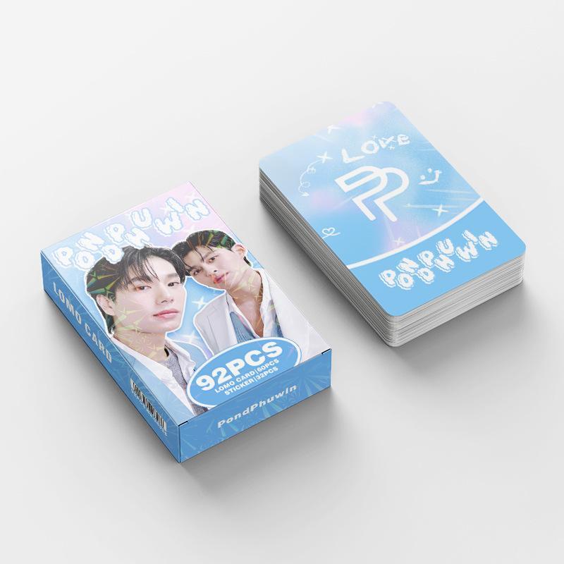 92Pcs/Set PONDPHUWIN Thai Star Laser Lomo Card Drama CP Pond & Phuwin Holographic Photo Cards with Stickers