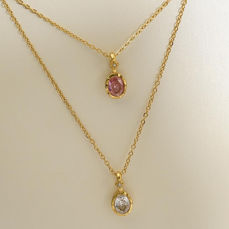 VEVE Twelve Birthstone Necklace For Women 12 Colors Zircon Pendant 316 Ornaments Women's Necklace