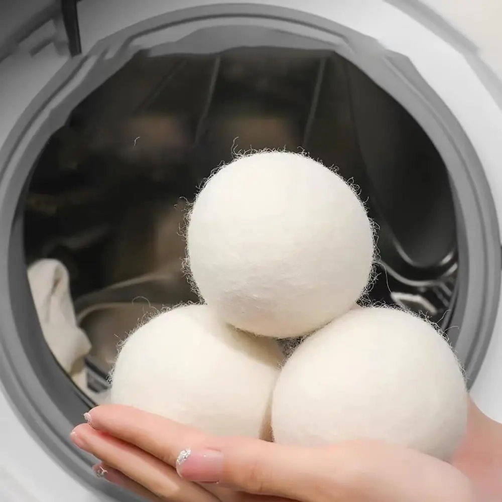 3 Pack Natural Wool Dryer Balls, Reusable Anti-Wrinkle Fabric Softener for Clothes, Eco-Friendly Household Laundry Room Home Accessories
