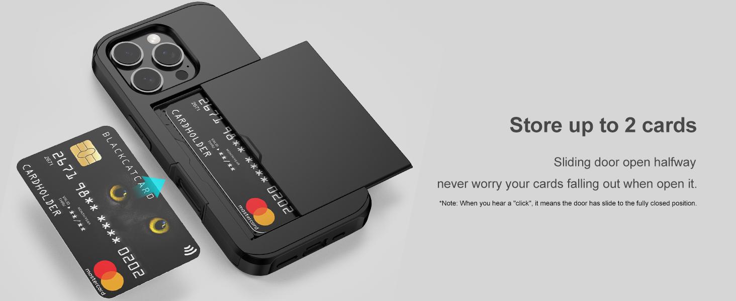 Nvollnoe Compatible with iPhone 16 Pro Case with Card Holder Heavy Duty Protective Dual Layer Shockproof Hidden Slot Slim Wallet Phone Cover for Women&Men 6.1 inch(Black)