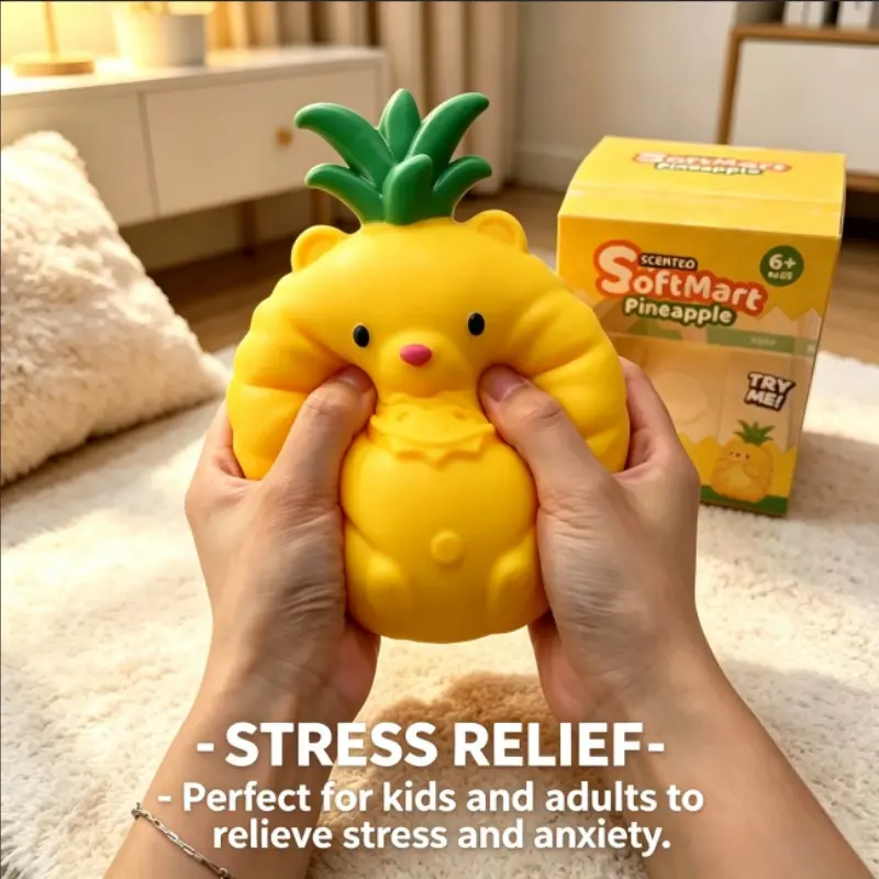 Pineapple Bear Stress Relief Toy, Stress Relief Tool, Large Soft Gel Slow Rebound Squishies, Cute Cartoon Fruit Bear Prank Gift, Unisex Pressure Release Toy Squishy Stress Relief