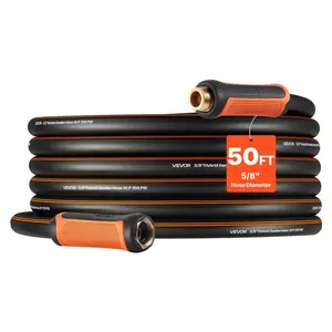 VEVOR Garden Hose, 50 ft 5/8" Heavy Duty 4-Layer Rubber Water Hose, 150PSI Working 600PSI Burst, Flexible Non-kink Outdoor Waterhose with 3/4" Fitting, Lightweight Hoses for Gardening Cleaning
