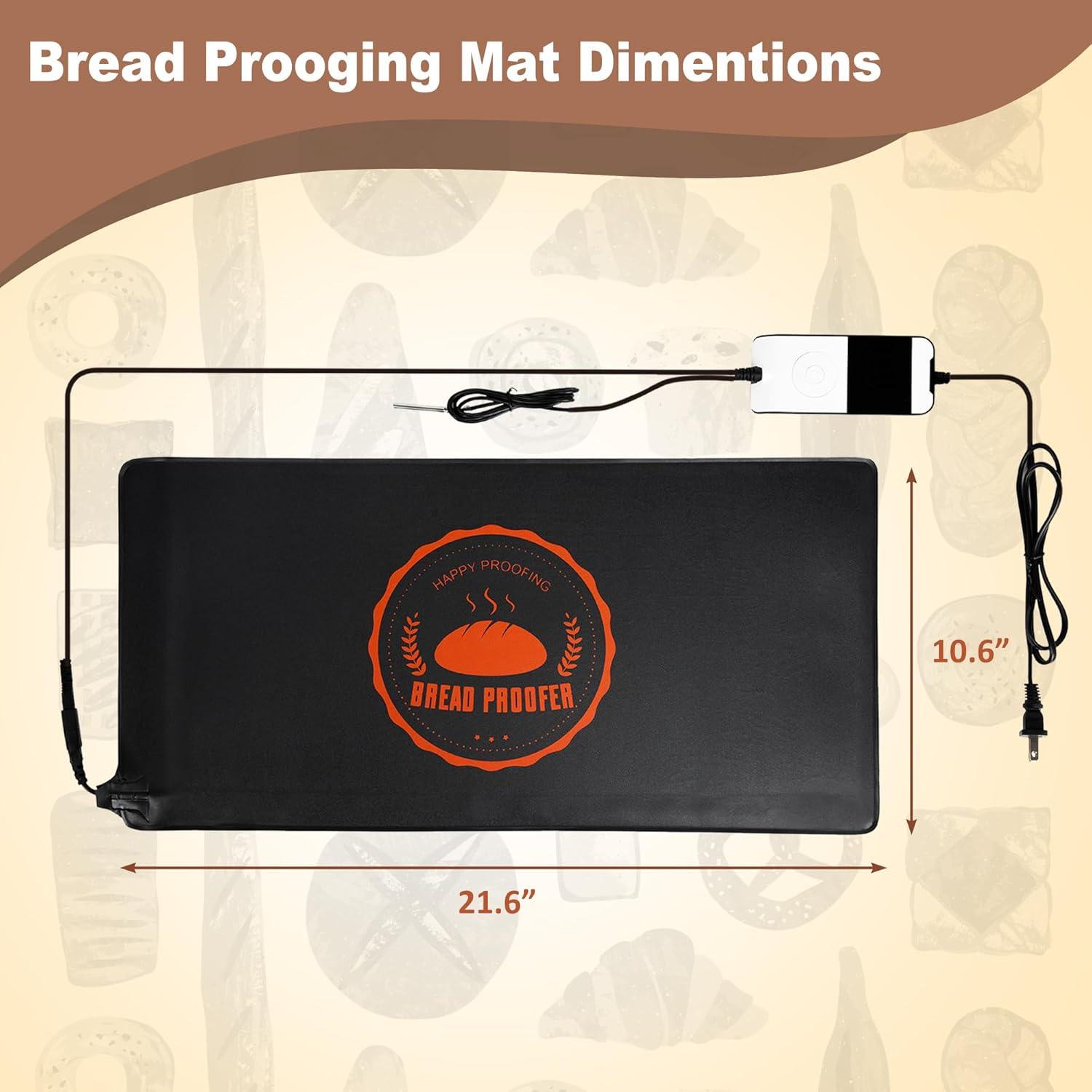 Bread Proofing Mat, Sourdough Warming Mat, Sourdough Starter Warmer with Thermostat Temperature Control, Dough Proofer Heating mats for Kitchen Baking (10.6" x 21.6") Bread Proofing Mat, Sourdough Warming Mat, Sourdough Starter Warmer with Thermostat Temperature Control, Dough Proofer Heating mats for Kitchen Baking (10.6" x 21.6")