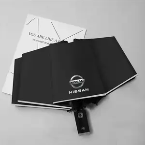 Automatic Reflective Car Umbrella, Three-Color Nylon Waterproof, Stainless Steel Frame, Foldable, Night Light, for Nissan Cars
