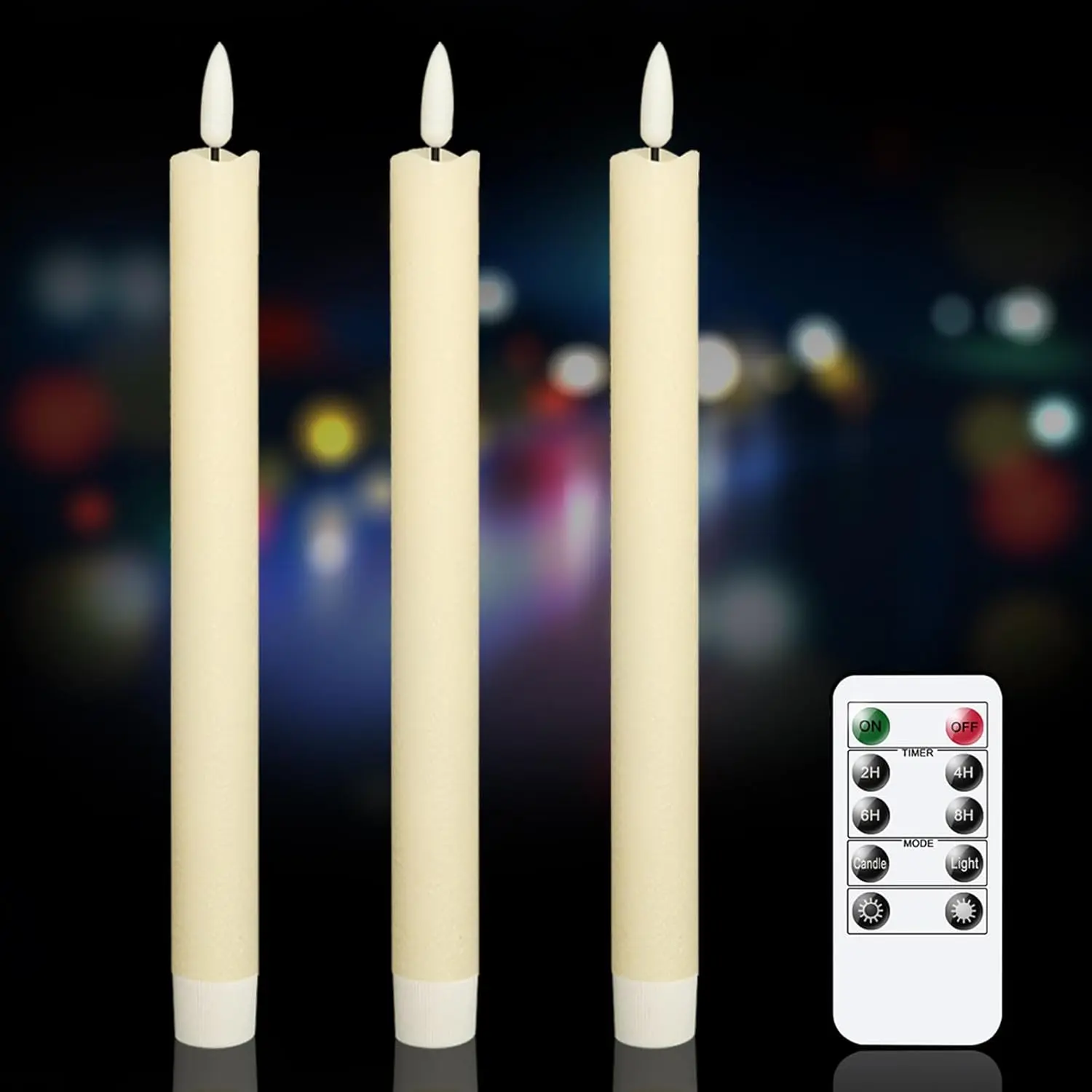 Flameless Taper Candles Led  Operated Remote Timer | Candle sticks, Real Wax, Led Candlesticks, Christmas Wedding Party  Decor, 3 Pack, 0.78 x 9.84 In