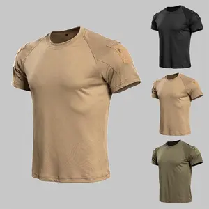 3 Pack Men's Tactical T-Shirts Short Sleeve Raglan, Crew Neck Quick Dry Breathable Shirts with Arm Zipper Pockets, Lightweight Military Outdoor Shirts for Hiking Camping Hunting Work Daily