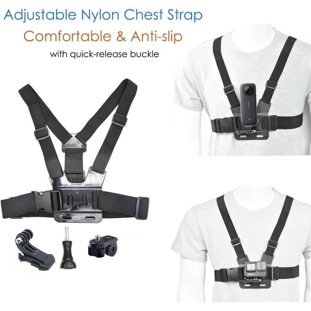 Accessory Kit for Insta360 X5/X4/X3/Ace Pro/Go3S - Chest, Backpack &  Strap Mount Bundle Compatible with  Hero 13-10
