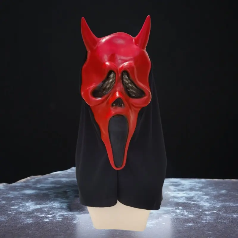 Halloween Cosplay Horror Scary Scream Ghost Face Mask, Adult Party Prop, Latex Npc Costume, 1pc Halloween Mask for Adults