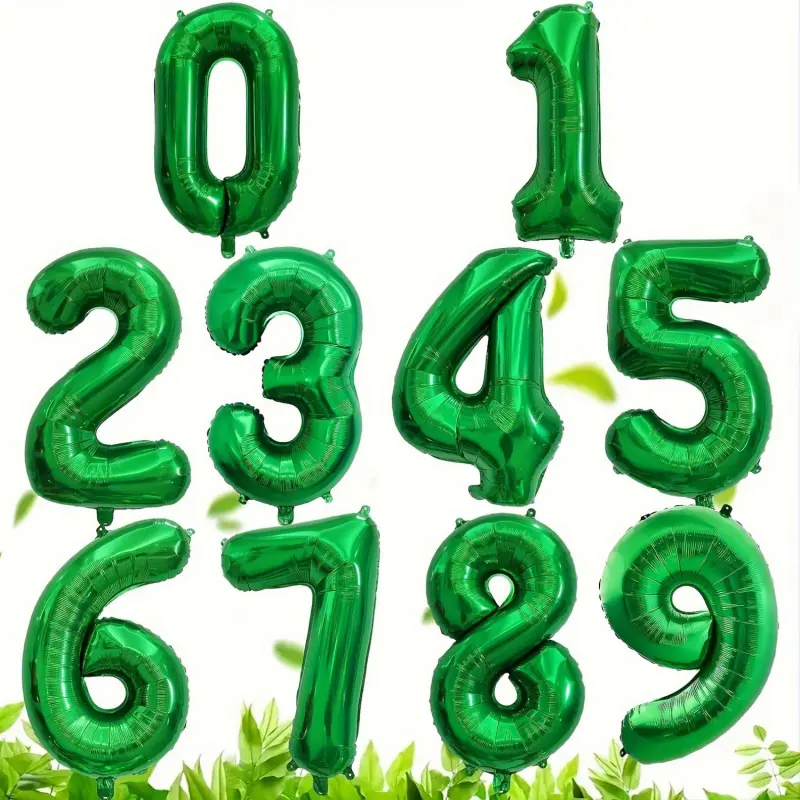 32inch Green Metallic Number Balloons 0-9 - Shiny Foil Party Decorations, Suitable for Birthdays, Anniversaries, Graduations, and Summer Celebrations - Single Pack, Event Decoration| Festive atmosphere| Reflective surface, birthday party decoration