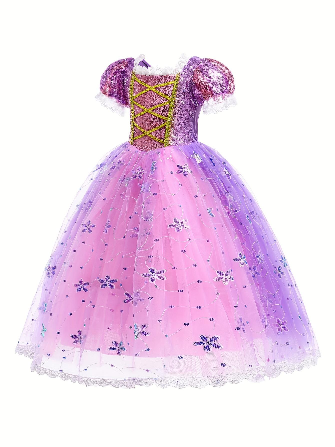 New[Purple Princess] Purple Princess Dress for Girls |             Includes Crown, Necklace, Ring & Bag Set - Perfect for Birthdays, Halloween, Christmas Parties & Performances Gifts  Gifts