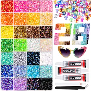 Home Supplies BELLEBOOST 38000Pcs Jelly Rhinestones Bedazzling Kit with 3Pc B7000 Jewelry Glue, 28 Colors 3mm Resin Flatback Gems, Bedazzler Kit for Crafting Bling Book Shoes Diamond Art Nail Decor