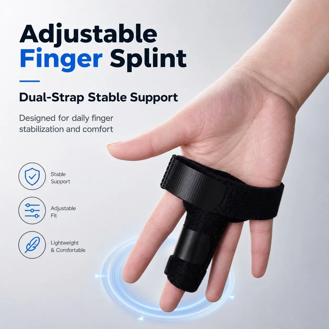 Adjustable Finger Splint with Alloy Support, Breathable Comfort, Adult Use, Tendon Injury Fracture Recovery, Daily Protection