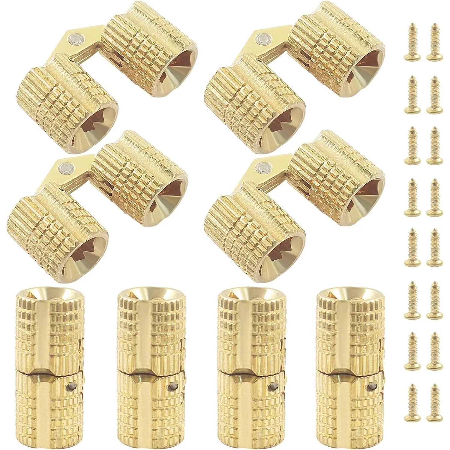 8 Pcs 8mm 180 Degree Opening Angle Brass Barrel Hinges| Invisible, Concealed Hidden, For Cabinet Furniture, For DIY Jewelry Box/Hand Craft