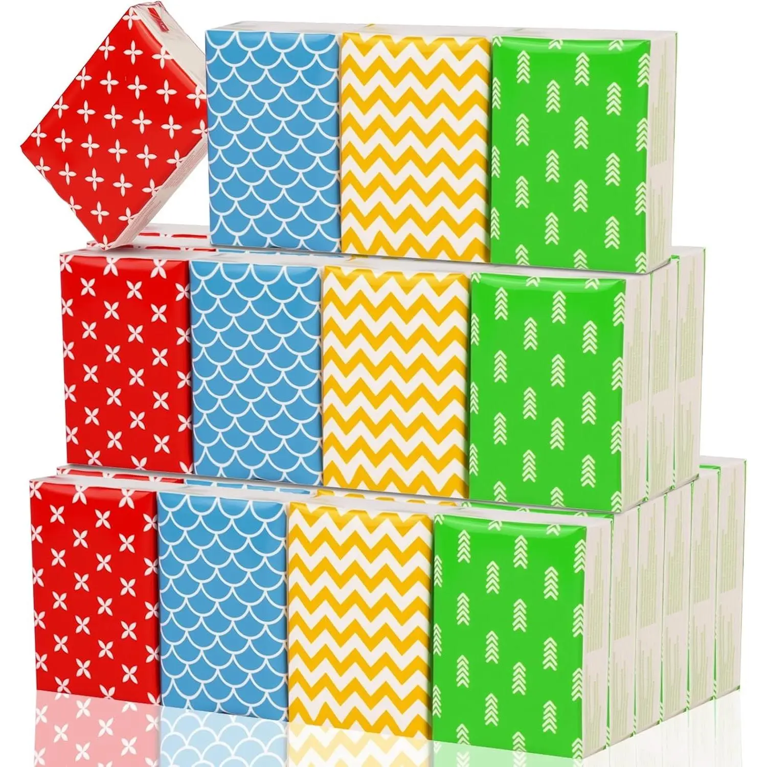 40 Pack Pocket Tissues Travel Packs Mini Facial Tissue 3 Ply Soft Unscented Portable Pocket Size 400 Sheets Small Tissue Packs Bulk Cute Geometric Pattern Individual Travel for Purse Party Travel